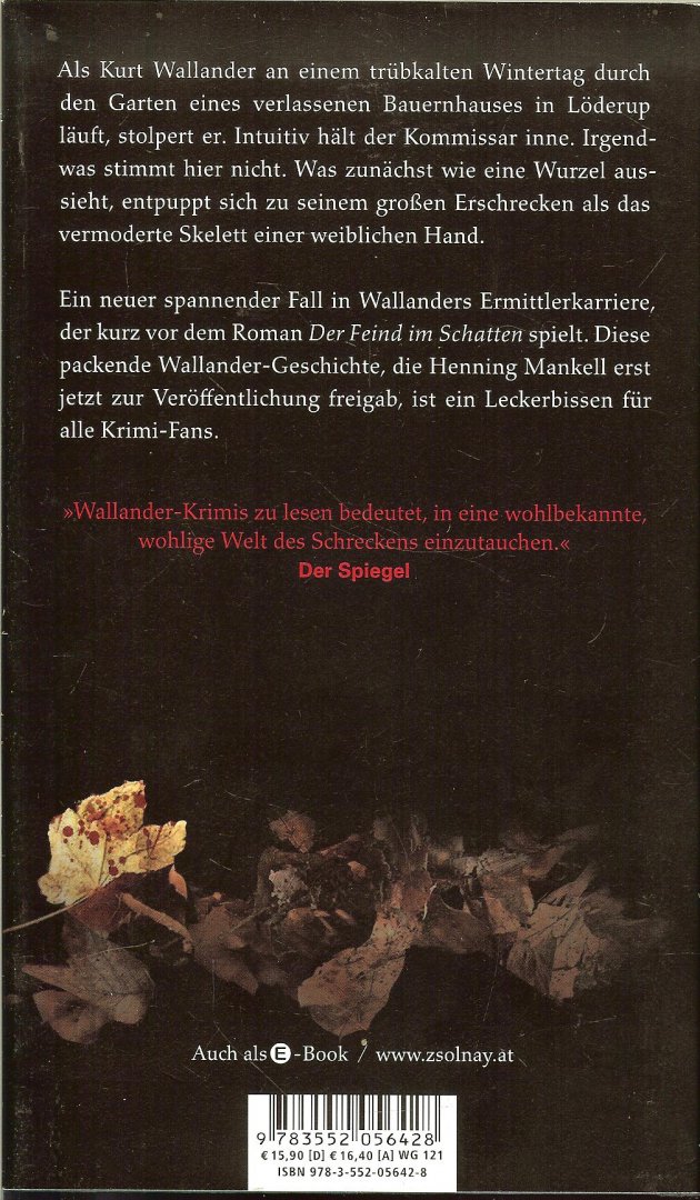 Mankell, Henning Aus dem Schwedischen von Wolfgang Butt  .. Mit ein nachtwort des Autors - Mord im Herbst  .. Ein Fall fur Kurt Wallander