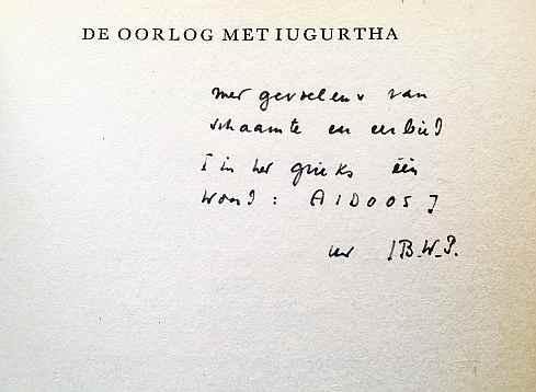 (POLAK, Johan B.W.). SALLUSTIUS - De oorlog met Iugurtha. Ingeleid en vertaald door Herman Delano [= Johan Polak]. (Met opdracht).