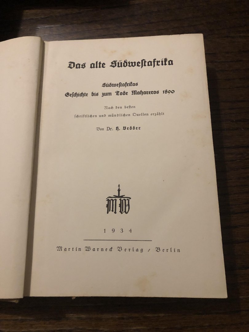 Vedder - Das alte sudwestafrika