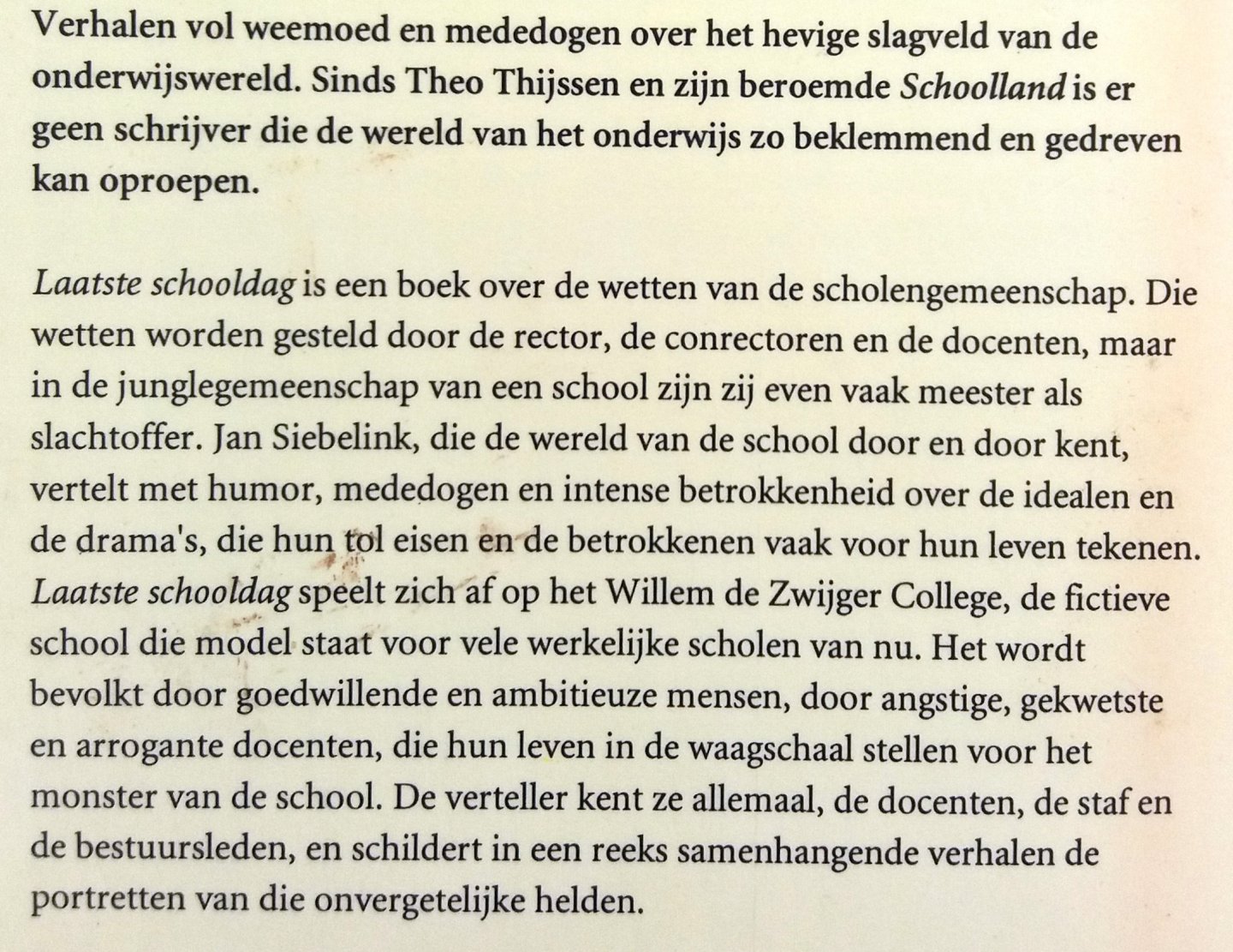Siebelink, Jan - Laatste schooldag (verhalen)