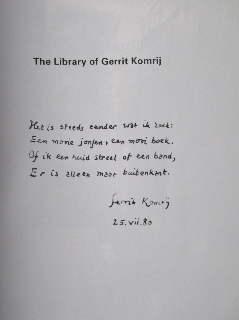 Kuyper, Bubb - The Library of Gerrit Komrij. Part 1, Highlights and a first selection