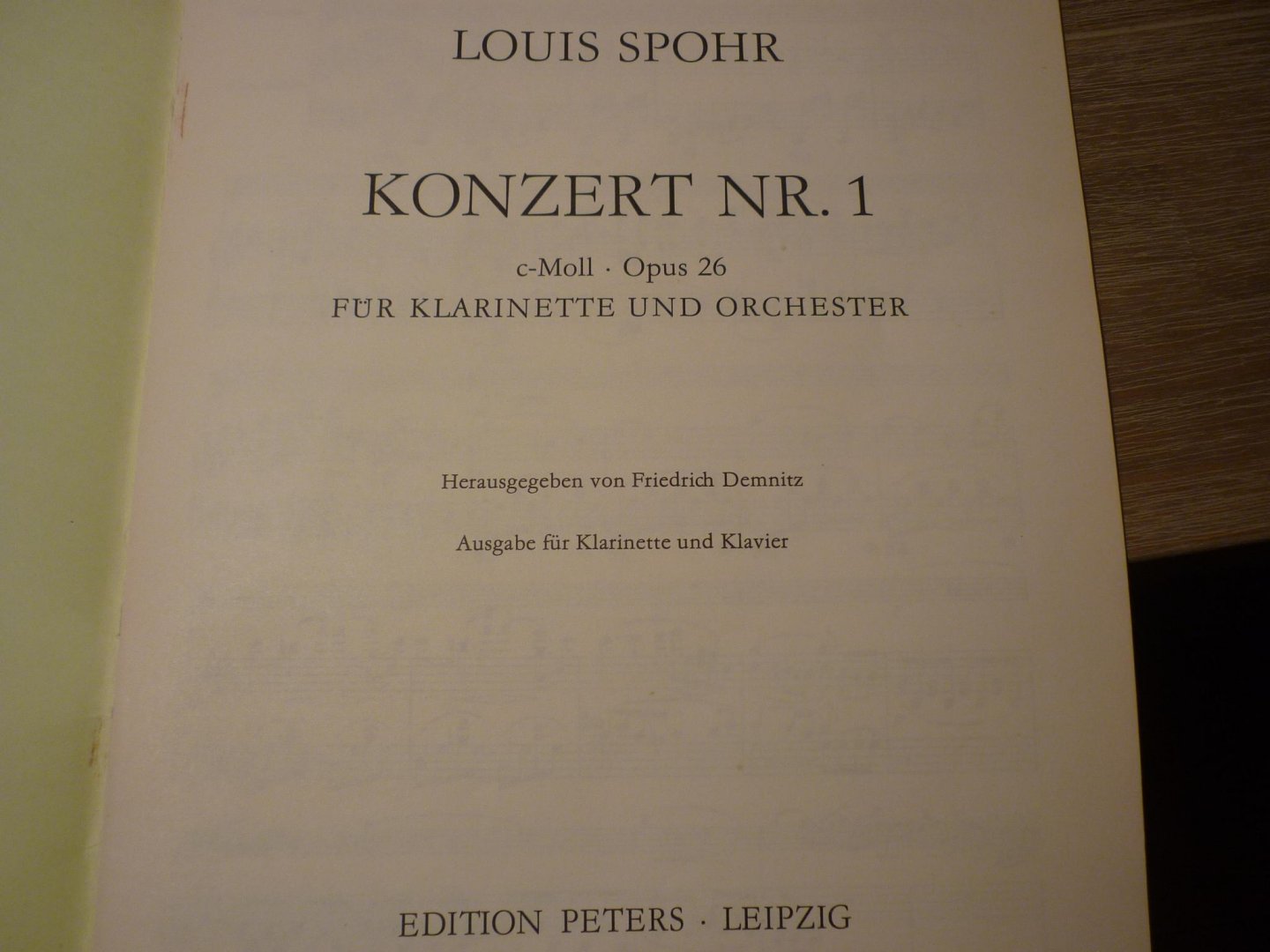 Spohr; Louis - Clarinet Concerto No. 1 in C minor Op. 26 - herausgegeben von Friedrich Demnitz