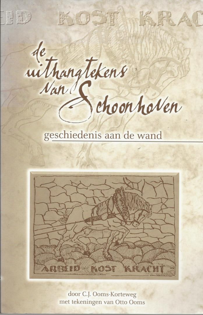 Ookms-Korteweg, C.J. ; Ooms, Otto (tek.) - De uithangtekens van Schoonhoven : geschiedenis aan de wand / met tekeningen van Otto Ooms