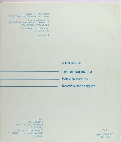 Delatte, L. et al. - Seneque: De Clementia. Index verborum, Relevés statistique