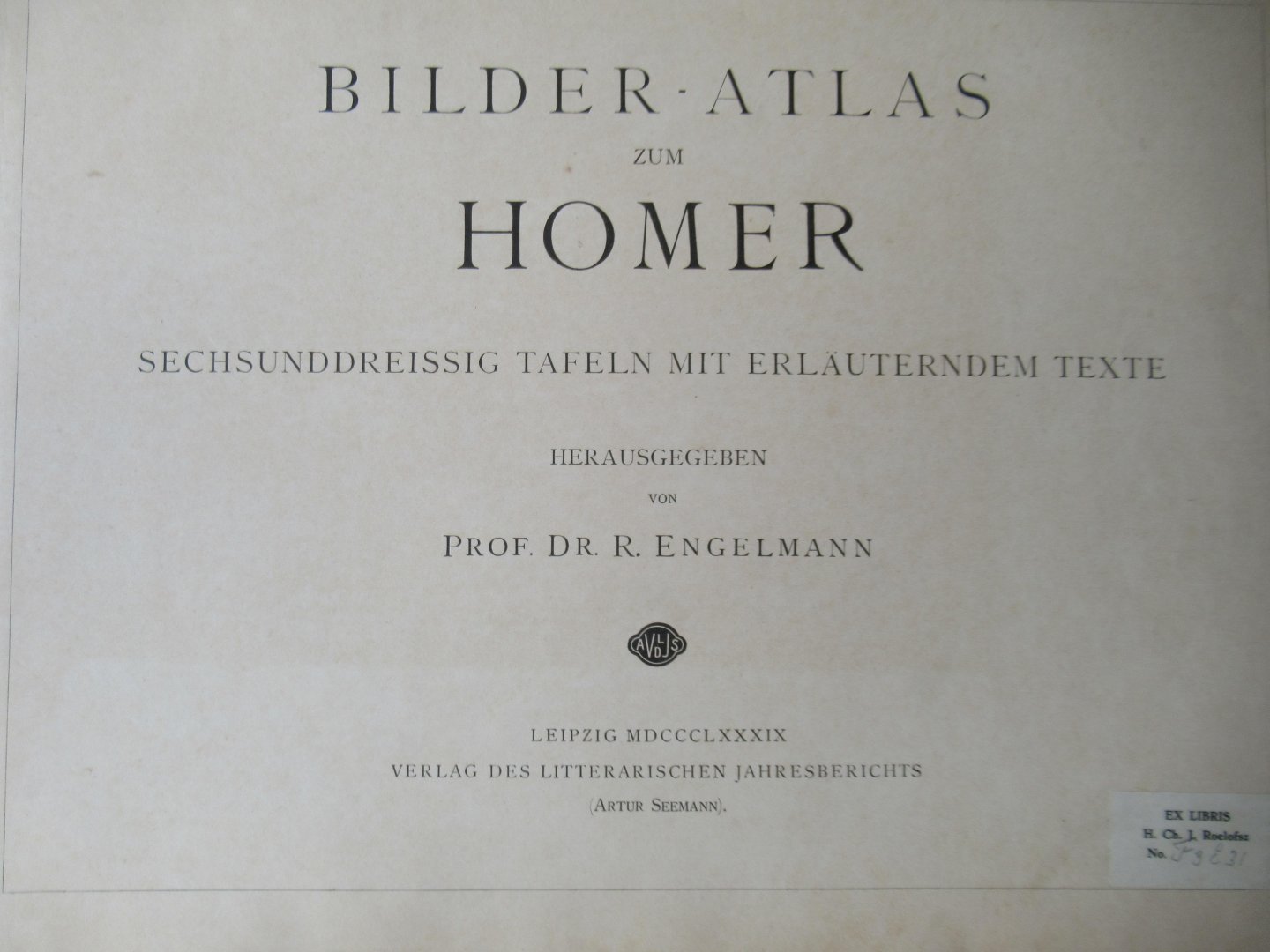 Engelmann, R - Bilder-atlas Homer. Sechsundreissig tafeln mit erläuterndem texte