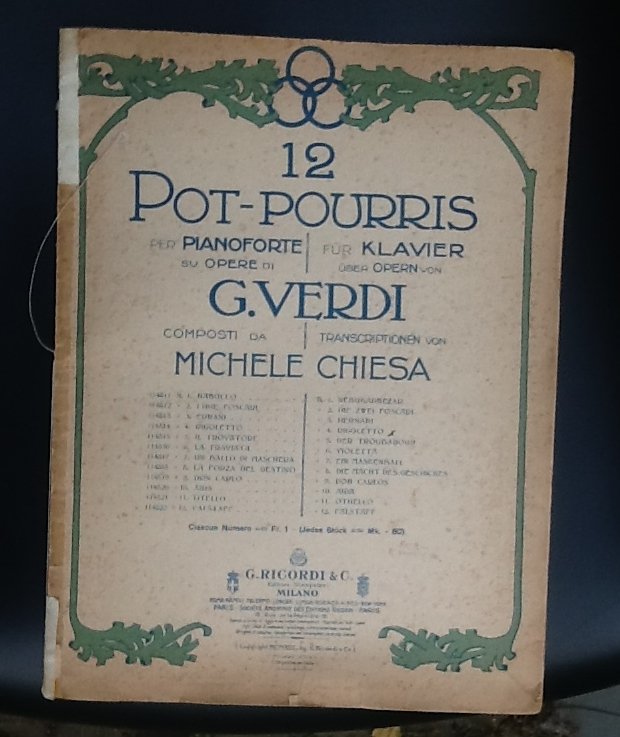 Verdi, Giuseppe, 1813-1901    (Chiesa, Michele) - 12 pot-pourris per pianoforte su opere di G. Verdi composti da Michele Chiesa
