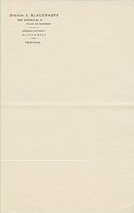 SLAUERHOFF, J. - Origineel briefpapier met gedrukt briefhoofd.