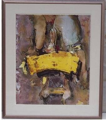 HORCK,  HANS VAN (1952). ; VANHORCK. - Abstracte compositie met gele kern.