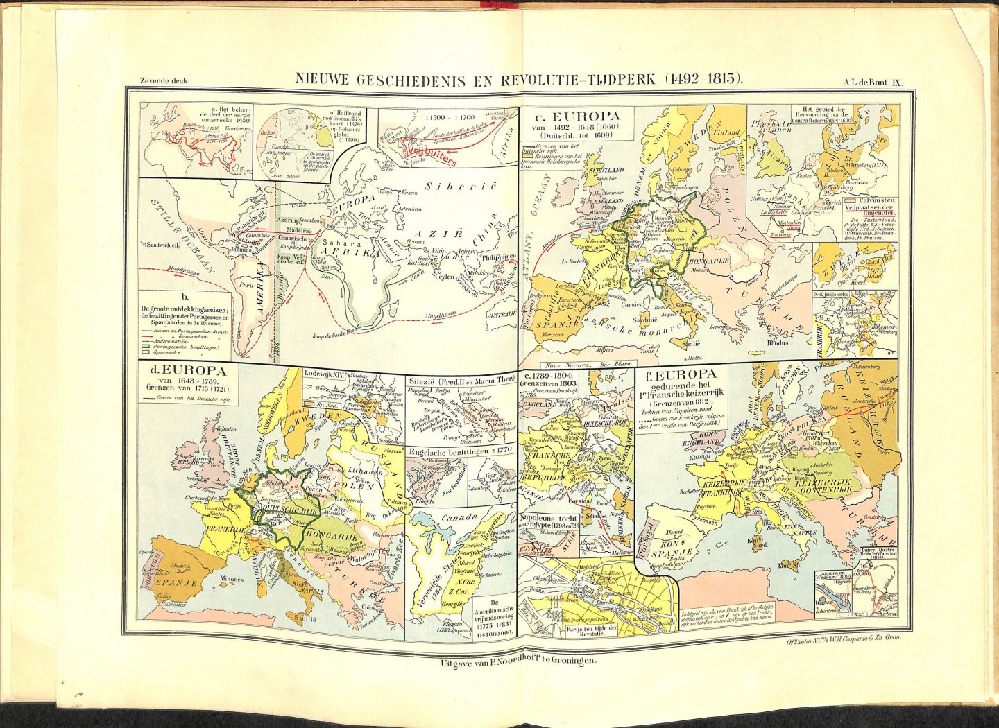 Bont, A.L. de - Kleine atlas der vaderlandsche geschiedenis ( met overzicht der algemeene). In ruim 100 kaarten en bijkaartjes