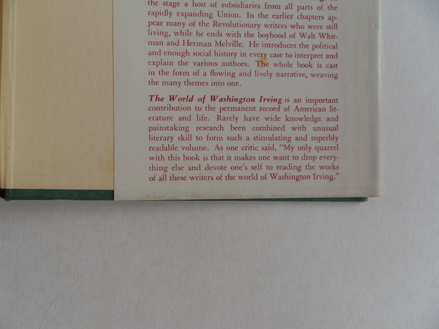 Van Wyck Brooks. - The World of Washington Irving.