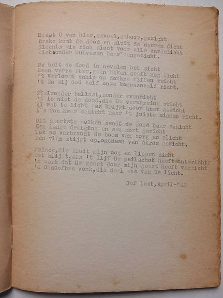 Last, Jef. - Bundeling van enkele gedichten uit de periode 1940-1942.