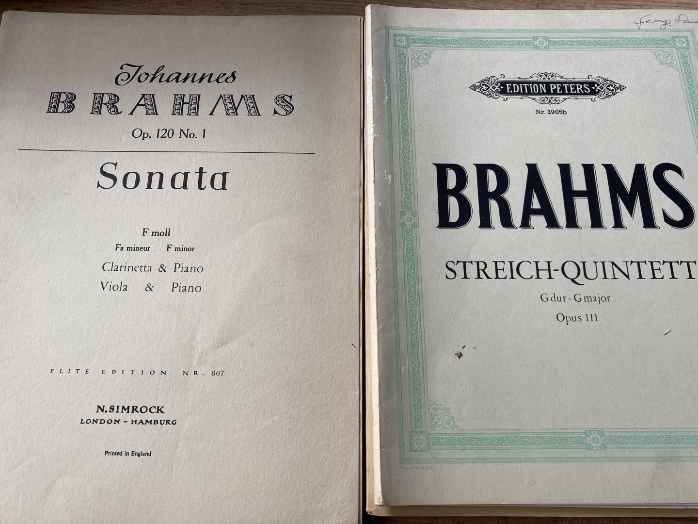 Johannes Brahms - 6 delen; Vol. 1624 Op 25 Piano Quartet in G minor, Vol 1626 Op. 60, piano Quartet in C. Minor, Vol 1625 Op. 26 in A minor, streich-quintett nr. 3905b Op 111, Op 120 nr 1 sonata F. Moll, Op. 51 & 67