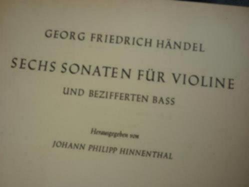 Handel; G.F. (1685 - 1759) - Sechs sonaten fur violine; und bezifferten bass (viool)