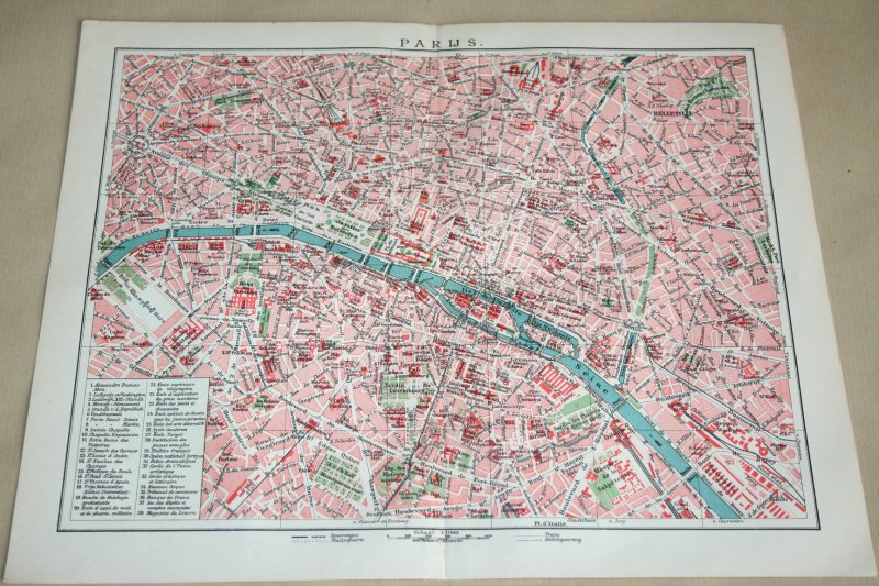  - Oude kaart/ plattegrond - Parijs  - circa 1905