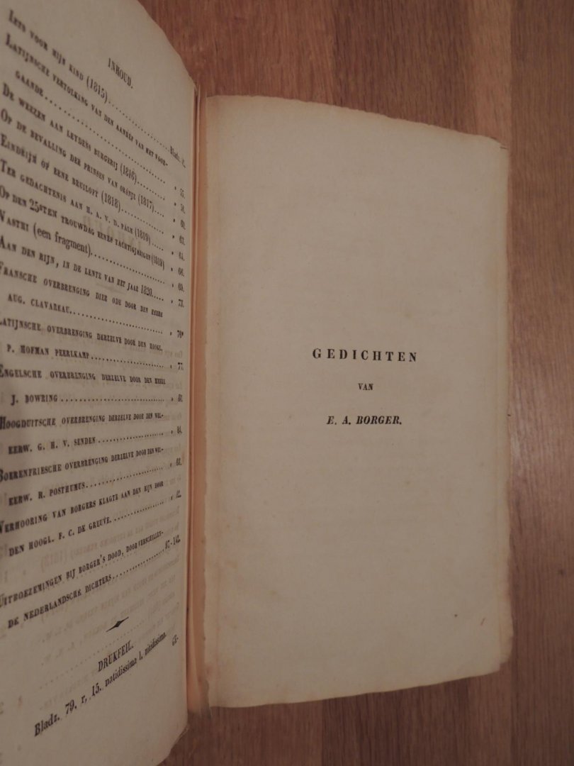 Borger, E.A. - Dichterlijke nalatenschap van E.A. Borger. Ten deele nooit gedrukt - Uitboezemingen bij Borger's dood