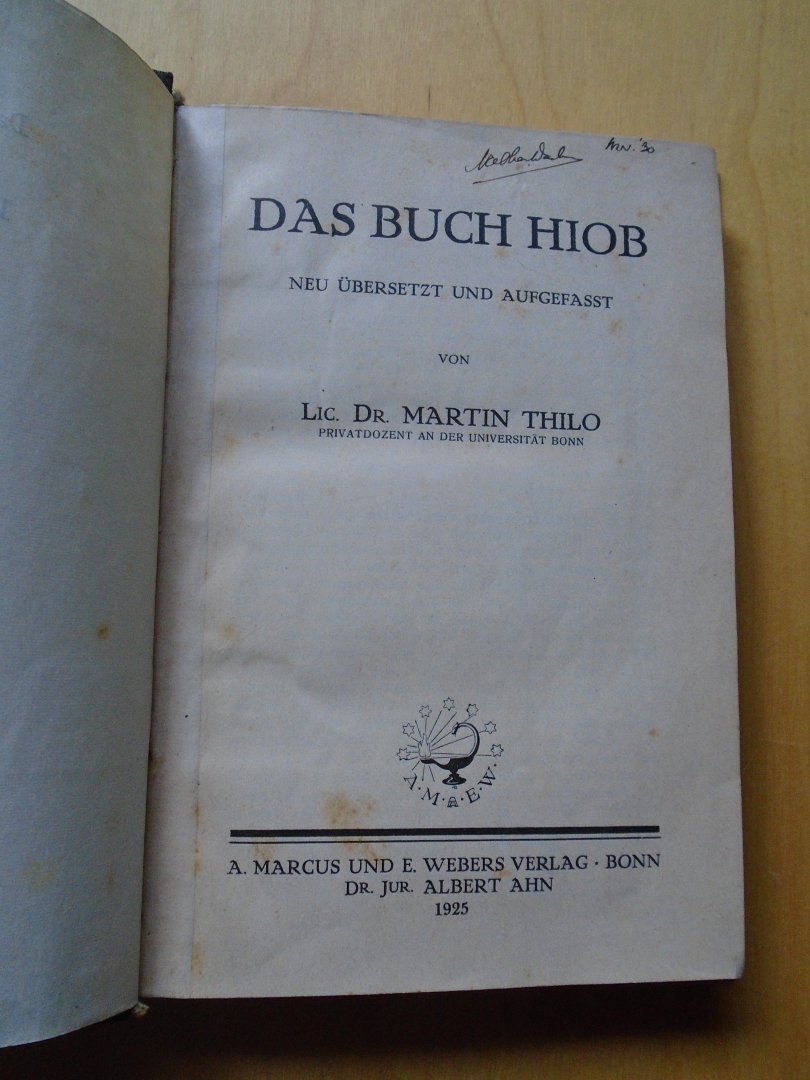 Thilo, Martin - Das Buch Hiob / Das Hohelied / Der Prediger Salomo