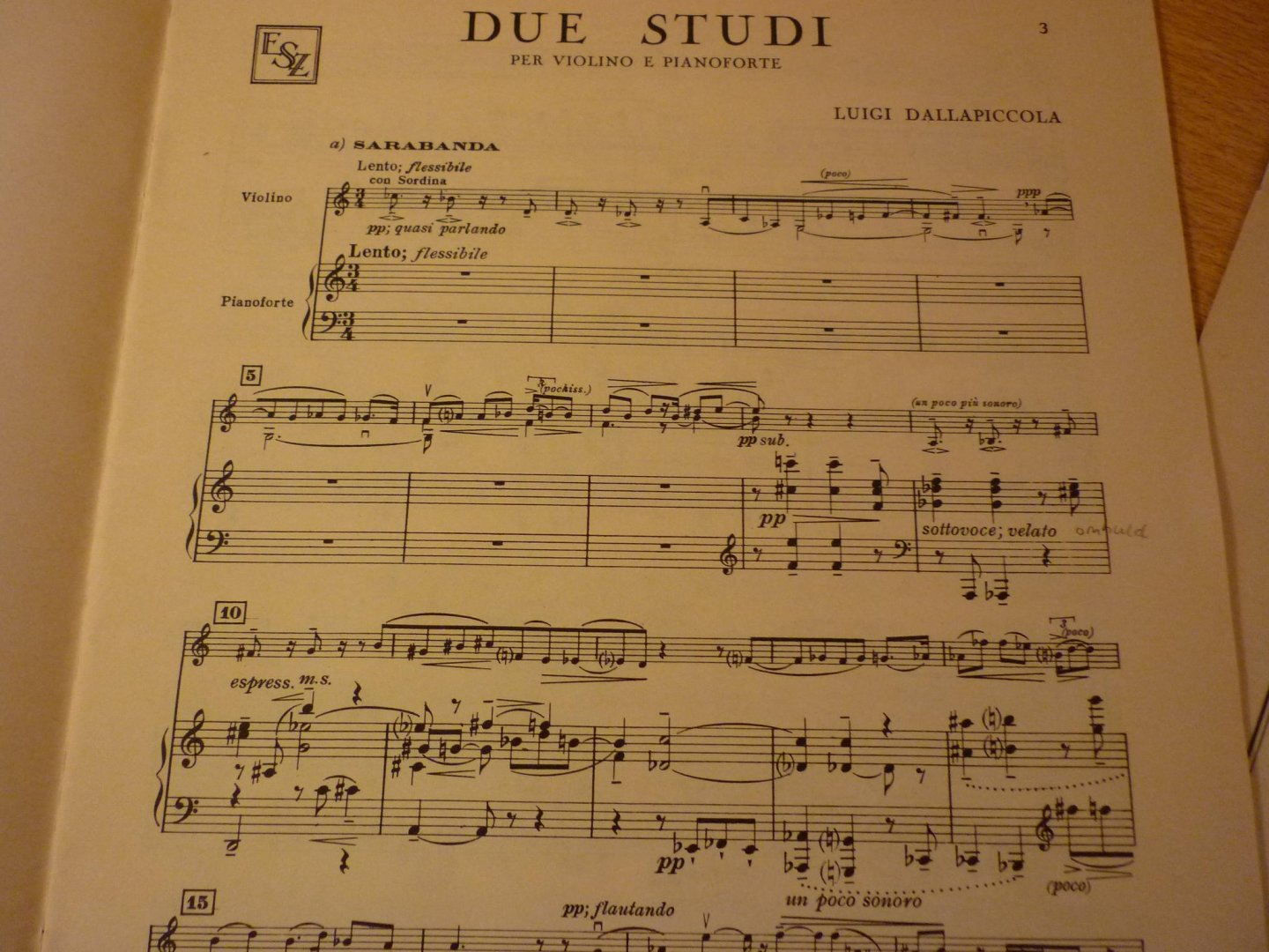 Dallapiccola; Luigi  (1904–1975) - Due Studi; per Violino e Pianoforte