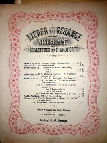 Lachner, Ignaz: - Lieder und Gesänge für eine Singstimme mit Begleitung des Pianoforte. Lachner, Ignaz: Op. 40. No. 1. Bellarosa. "Frage nicht"No. 2. Ständchen "Starrend vor Frost". Neue Ausgabe für tiefe Stimme