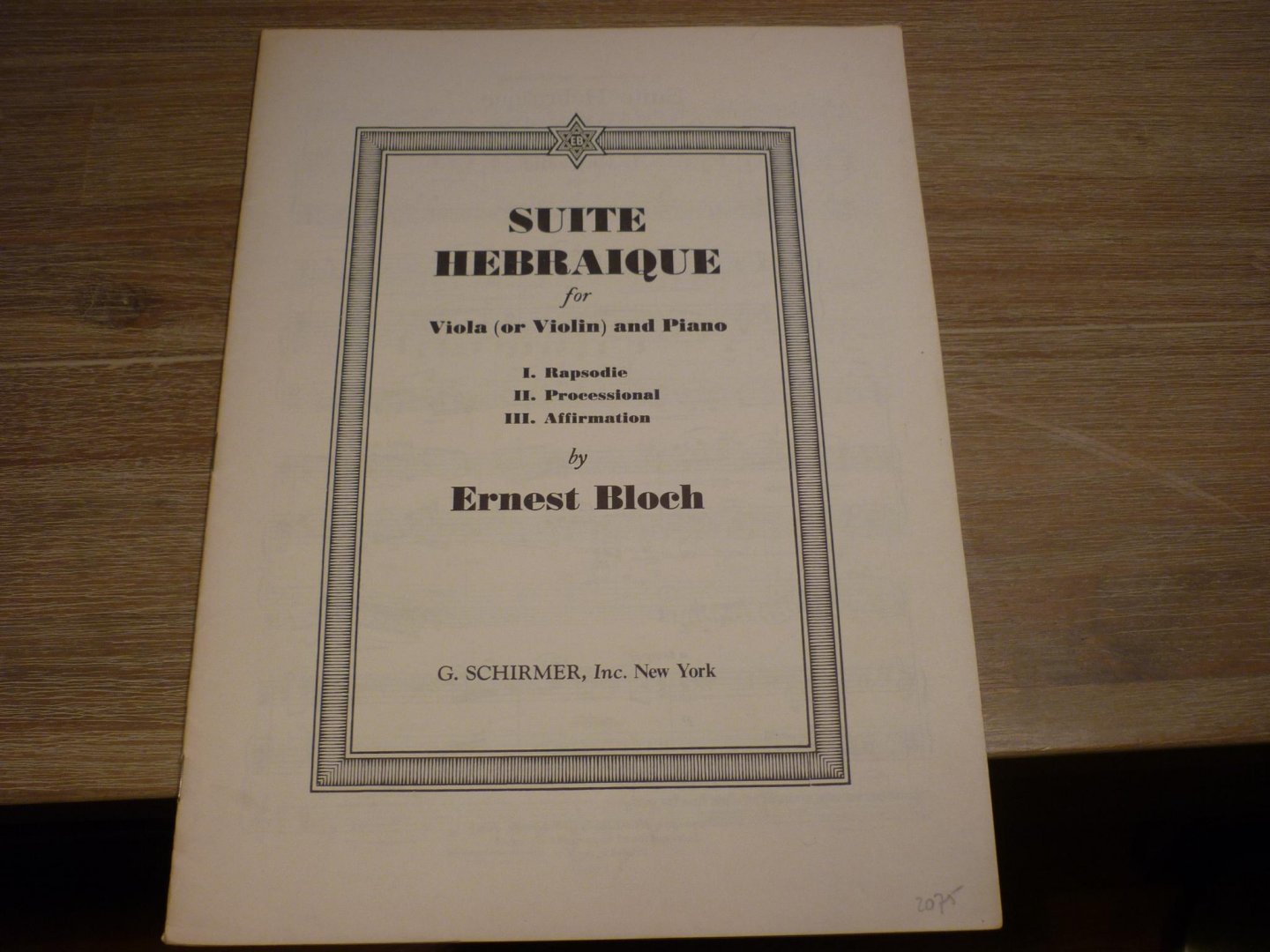 Bloch; Ernest (1880–1959) - Bloch Suite Hebraique For Viola (Alternative: Vln/Pf) St42892 ALB