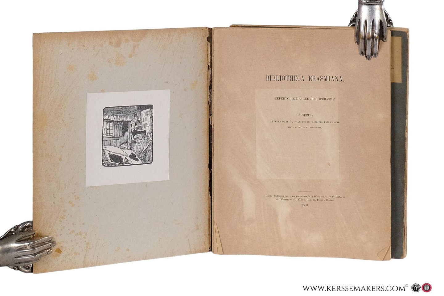 Erasme / Erasmus. - Bibliotheca Erasmiana. Répertoire des oeuvres d'Érasme. 1-3 série [ in 2 volumes ]. 1. Liste sommaire et provisoire des diverses éditions de ses oeuvres. 2. Auteurs publiés, traduits ou annotés par Érasme. 3. Sources. Biographies d'Érasme ...