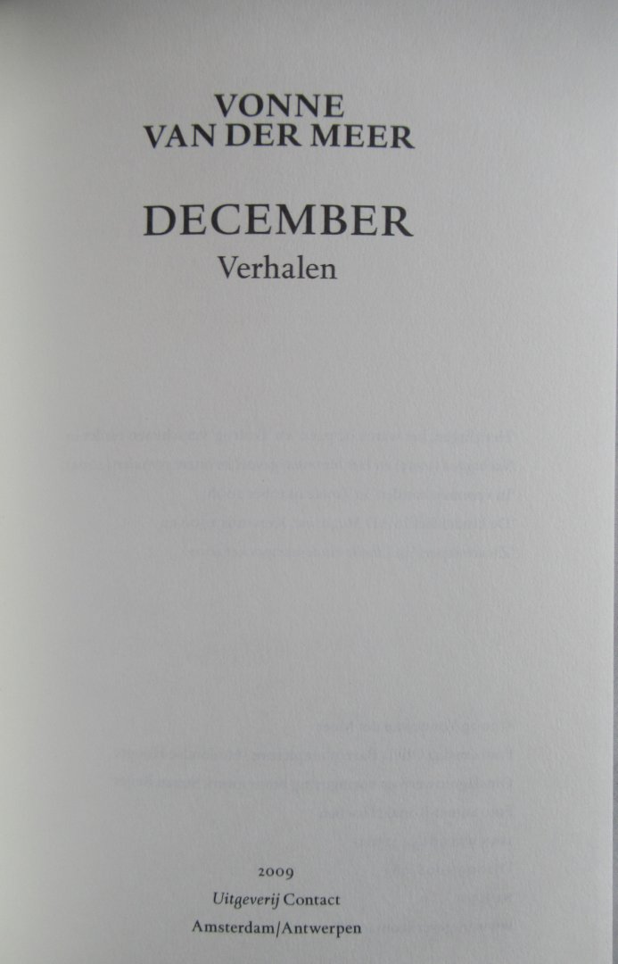 Meer, Vonne van der - December verhalen