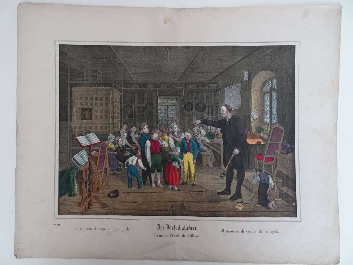N.n.. - Der Der Dorfschullehrer. Le maïtre d'école de village. El maestro de escuela de un pueblo. Il maestro di scuola del villagio.