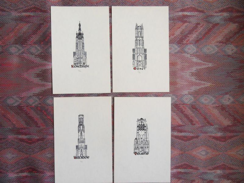 Premstaller, O. [ GESIGNEERD door de kunstenaar]. - Torens in Vlaanderen. [Genummerd ex. 100 / 100 ].