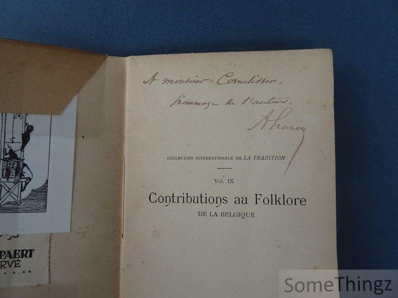 Harou, Alfred. - Contributions au folklore de la Belgique [avec dédicace].