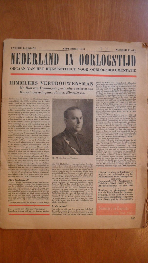 Redactie - Nederland in Oorlogstijd nr.11-12 hoofdartikel:Greep naar de macht door Rost van Tonningen