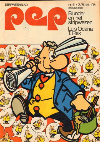 Diverse tekenaars - PEP 1971 nr. 41, stripweekblad, 2/8 oktober 1971 met o.a. DIVERSE STRIPS (ASTERIX/RAVIAN/LUC ORIENT/RIK RINGERS/LUCKY LUKE)/LUIS OCANA (1,5 p.)/T. REX (2 p. met TEKENING PETER DE SMET)/OLIVIER BLUNDER (COVER TEKENING), goede staat