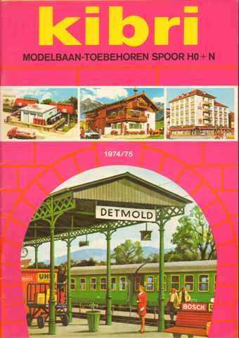 Kibri - Kibri Modelbaan-toebehoren 1974/1975, Spoor HO en N, Nederlandstalig vol kleurillustraties, catalogus, 50 pag. geniete softcover, goede staat