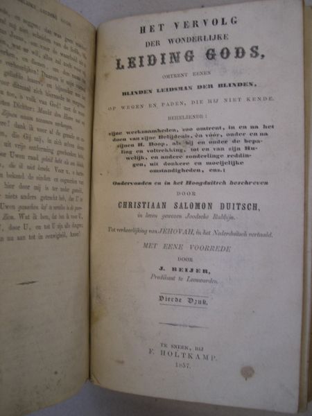 Duitsch, Christiaan Salomon / Newton, Johan - De wonderlijke leiding Gods omtrent eenen blinden leidsman der blinden, op wegen en paden, die hij niet kende (...)