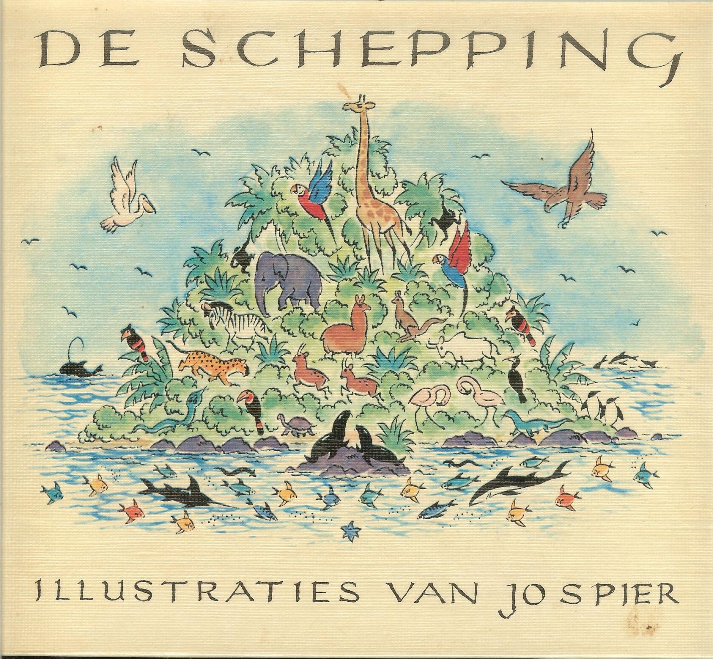 Spier, Jo  maakte de illustraties  de vertaling is  Ravenstein, H.E. van - De Schepping . Geïllustreerd door Jo Spier met prachtige teksten