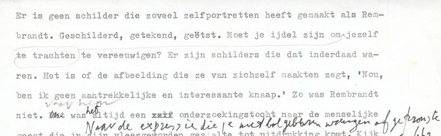 WOLKERS, Jan - (Vijf teksten uit De spiegel van Rembrandt).