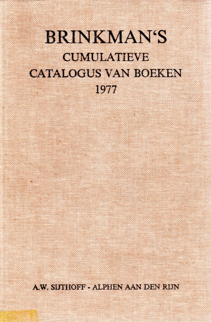  - Brinkman's cumulatieve catalogus van boeken 1977