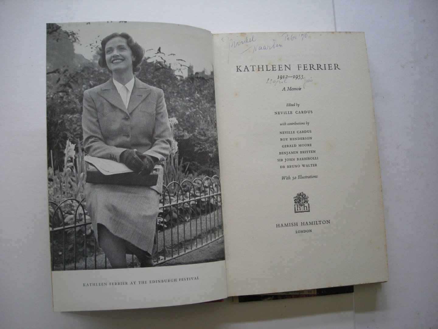 Cardus, Neville, editor / Henderson, Moore, Britten a.o. contributors - Kathleen Ferrier, 1912-1953. - A Memoir