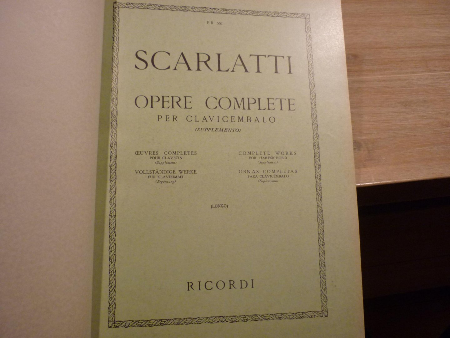 Scarlatti; Domenico (1685–1757) - Opere Complete Per Clav. Vol. Di Supplemento (Supplement); Voor Klavecimbel (of piano); Editor: Alessandro Longo