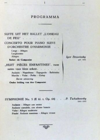 Concertgebouworkest/Residentieorkest: - [Sammelband mit 17 Programmhefte, dabei Strawinski Konzert am 2. März 1926]