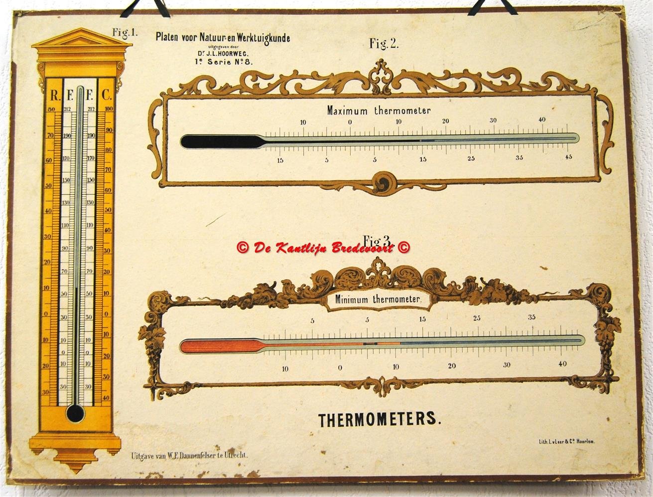Hoorweg Dr. J.L. - (SCHOOLPLAAT - SCHOOL POSTER / MAP - LEHRTAFEL) Thermometers 1e Serie No 8 = Thermometers