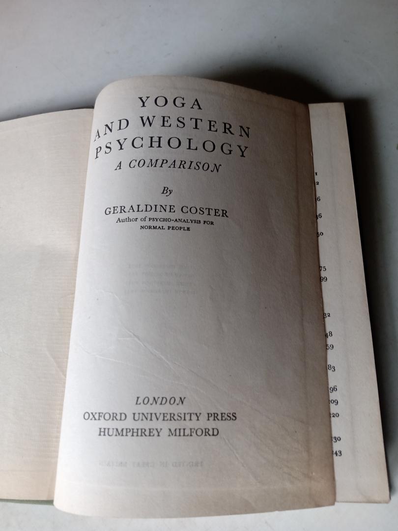 COSTER, Geraldine - Yoga and Western Psychology. A Comparison.