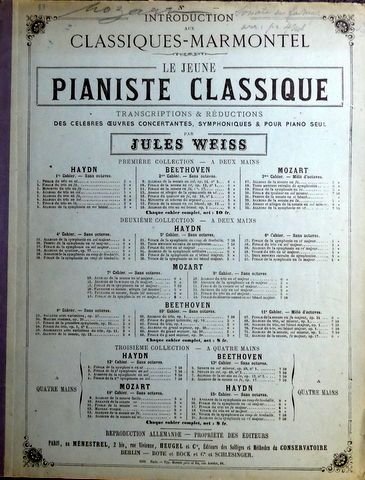 Mozart, W.A.: - Le jeune pianiste classique. Introduction aux Classiques-Marmontel. Par Jules Weiss. Troisième collection à quatre mains, Mozart: 13. Allegro de la Sonate en fa. Jules Weiss