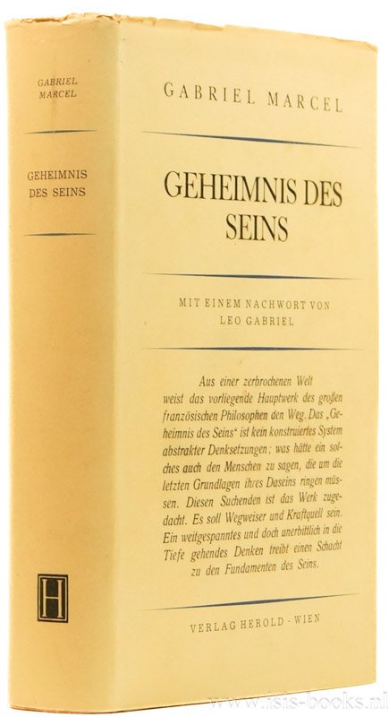 MARCEL, G. - Geheimnis des Seins. Nachwort von L. Gabriel. Autorisierte Übertragung von H. von Winter.