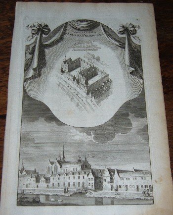 antique print (prent) - (Amsterdam) Magdalena en Barberas kloosters.