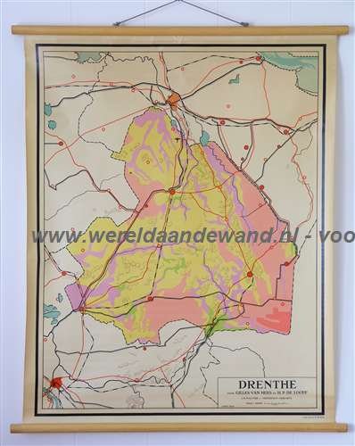 Van Hees, G. en De Looff, H.P. - Schoolkaart / wandkaart van Drenthe