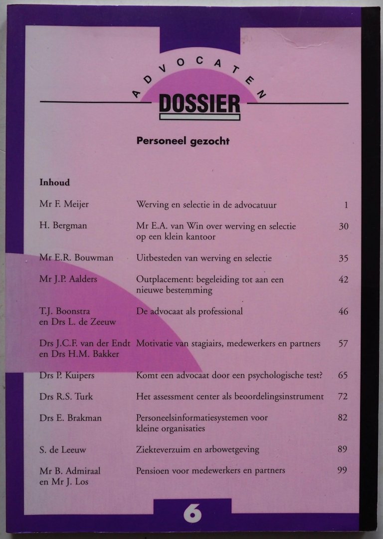 Bergman H - Avocaten dossier Personeel gezocht