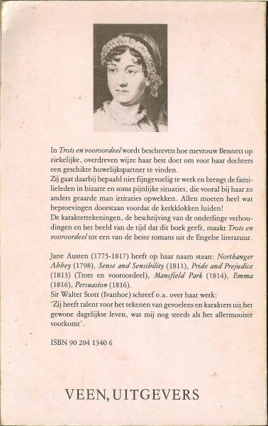 Austen, Jane .. Omslagontwerp : Stephan Saaltink  .. Vertaald uit het engels H.E. van Praag van Praag - Trots en Vooroordeel