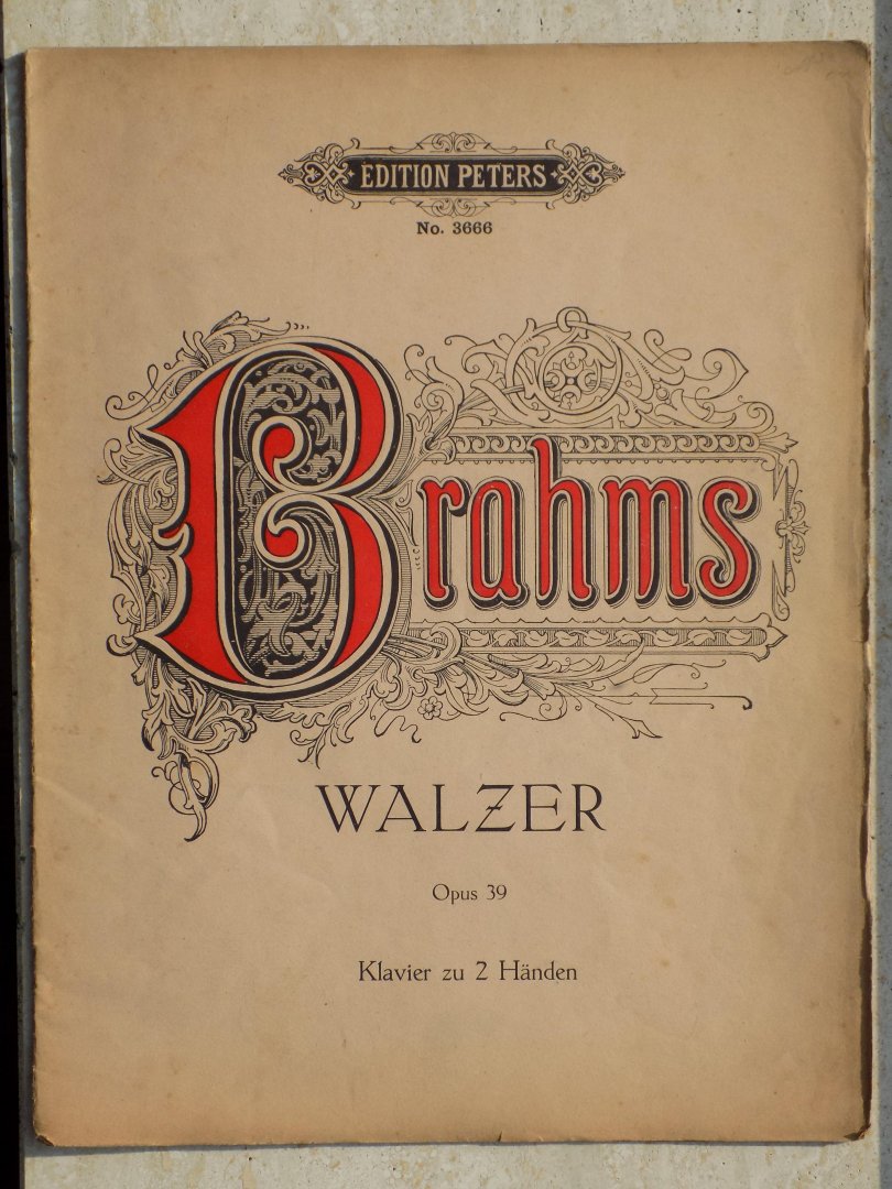 Johannes Brahms - BRAHMS WALZER OPUS 39.Klavier zu 2 Handen.EDITION PETERS No.3666.