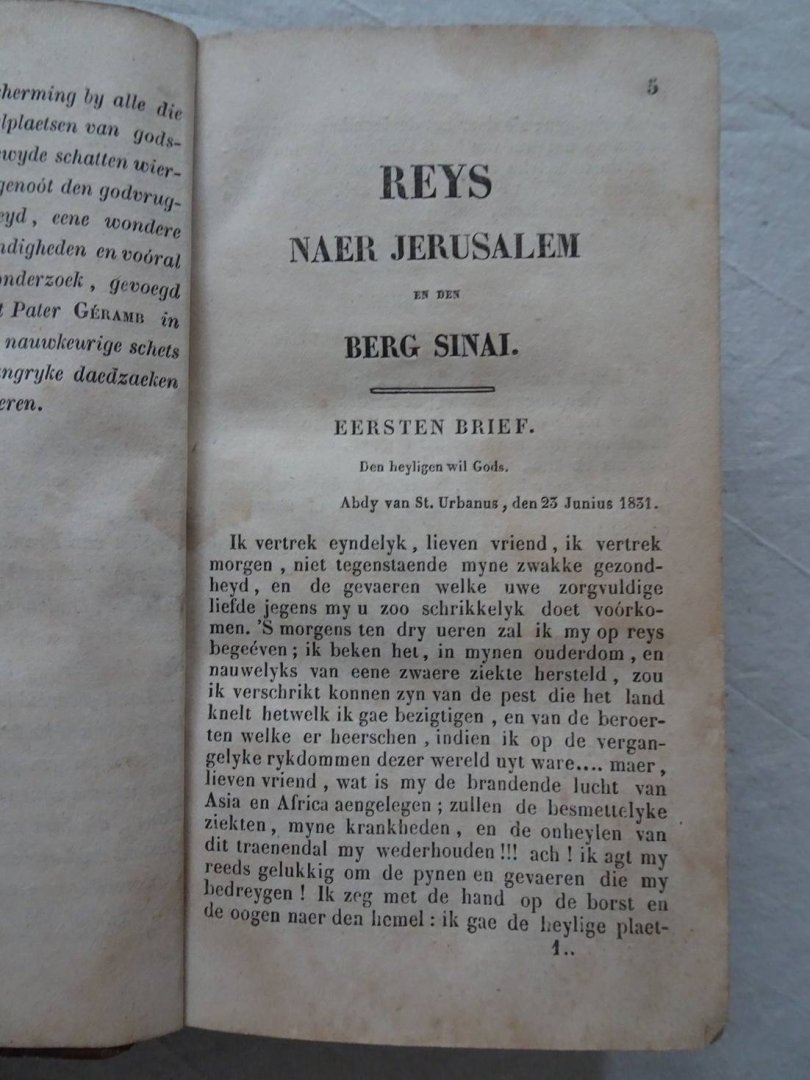 Géramb, M. de. - Reys naer Jerusalem en den Berg Sinaï in 1831, 1832 en 1833. (1 deel).