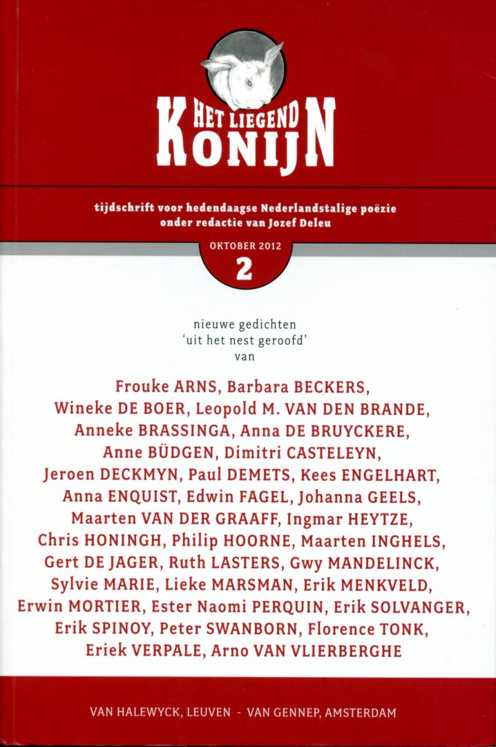 Deleu, Jozef - Het liegend Konijn. Tijdschrift vooe hedendaagse Nederlandstalige poëzie. jrg. 10 nr. 2 (Oktober 2012)