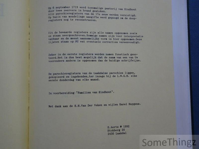 E. Aerts - Parochieregisters St. - Lambertus Eindhout-Laakdal. 1715-1922.